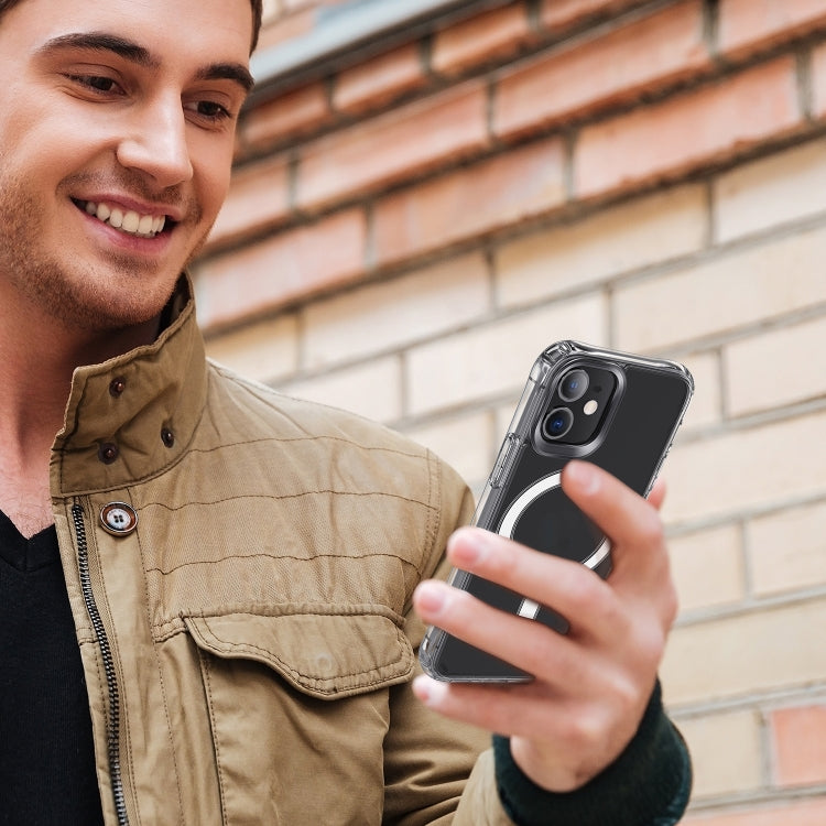 For iPhone 12 / 12 Pro Magsafe Case Magnetic Ring Clear Crystal Acrylic +TPU Four-corner Airbag Shockproof Case(Transparent) - free shipping - PMC TechLife - Order now!