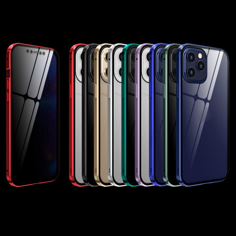 For iPhone 12 / 12 Pro Double Sides Tempered Glass Magnetic Adsorption Metal Frame Anti-peep Screen Case(Black) - iPhone 12 / 12 Pro Cases by PMC TechLife | Online Shopping South Africa | PMC TechLife | Buy Now Pay Later Mobicred