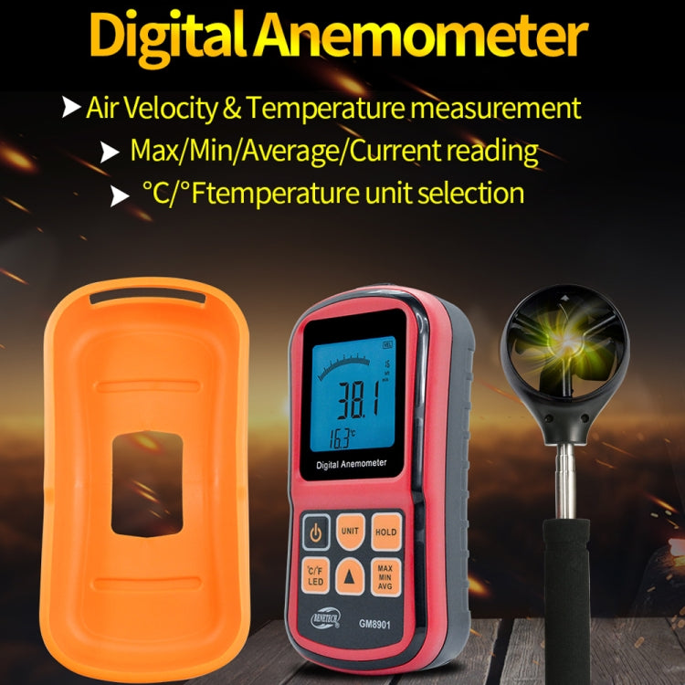 BENETECH GM8901+ High Accuracy Anemometer Wind Speed Gauge Temperature Measure Digital LCD Display Meter Measuring Tool - free shipping - PMC TechLife - Order now!