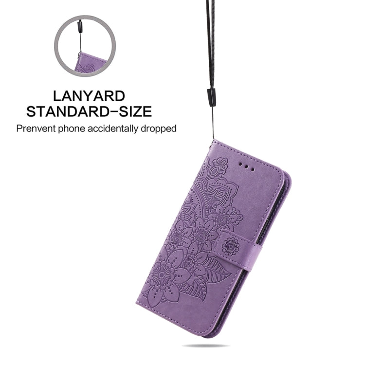 For Huawei nova 11i / Maimang 20 5G / Enjoy 60 Pro 7-petal Flowers Embossing Leather Phone Case (Light Purple) - free shipping - PMC TechLife - Order now!