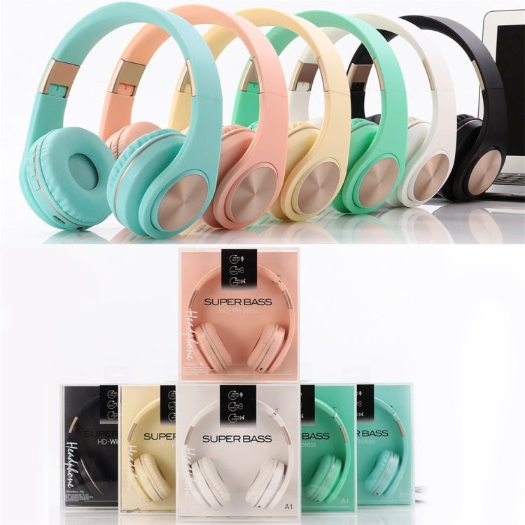 A1 Bluetooth 4.2 Candy Color Super Base Bluetooth Headphone, Support Music Play & Switching & Volume Control & Answer(Pink) - Headset & Headphone by PMC TechLife | Online Shopping South Africa | PMC TechLife