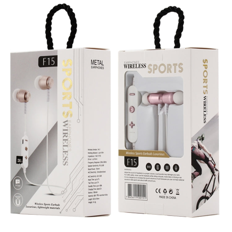 F15 Bluetooth 4.2 Hanging Neck Design Bluetooth Headset, Support Music Play & Switching & Volume Control & Answer(Rose Gold) - Neck-mounted Earphone by PMC TechLife | Online Shopping South Africa | PMC TechLife