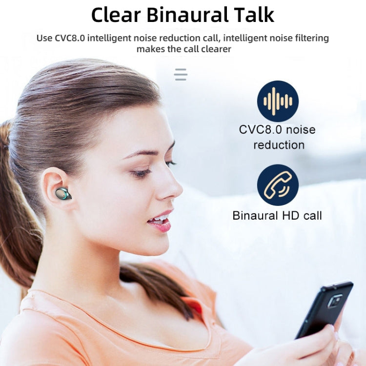 F9-5C Macaron Series LED Light + Digital Display Noise Reduction Bluetooth Earphone(Dark Blue) - Bluetooth Earphone by PMC TechLife | Online Shopping South Africa | PMC TechLife