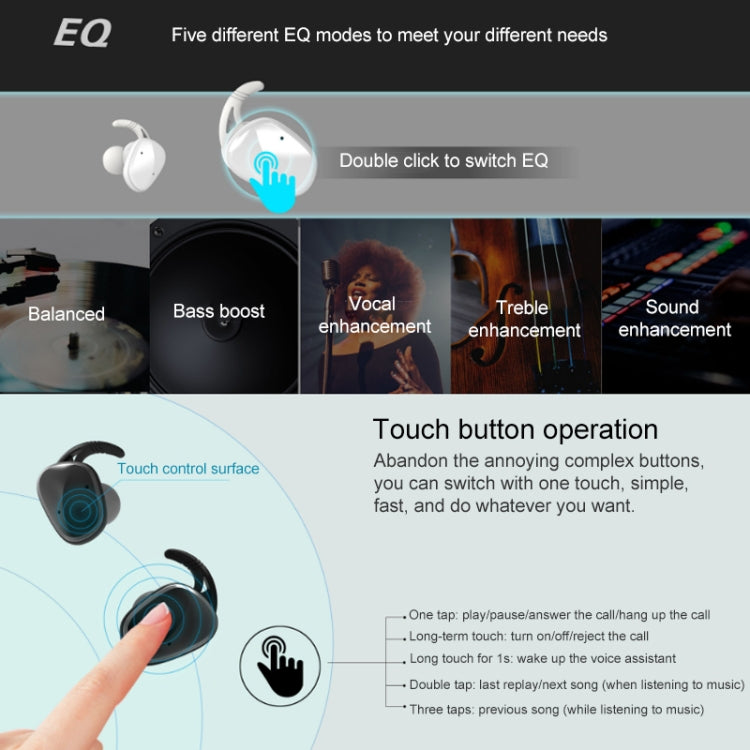 LE-703 Bluetooth 5.0 Waterproof True Wireless Sports Bluetooth Earphone (Black) - TWS Earphone by PMC TechLife | Online Shopping South Africa | PMC TechLife