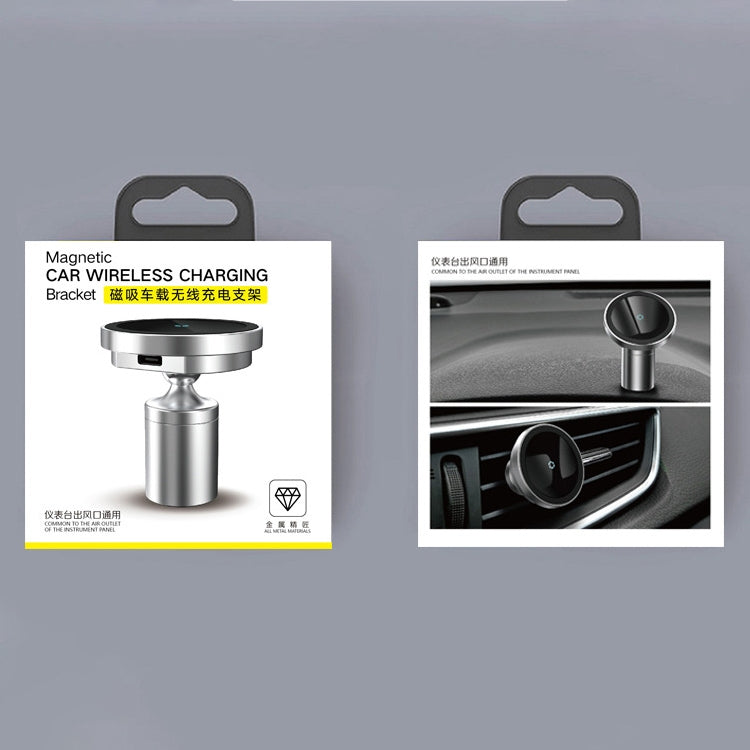 12PRO 15W Aluminum Alloy MagSafe Magnetic Car Wireless Charger Mobile Phone Holder (Silver) - Wireless Charger Holders by PMC TechLife | Online Shopping South Africa | PMC TechLife