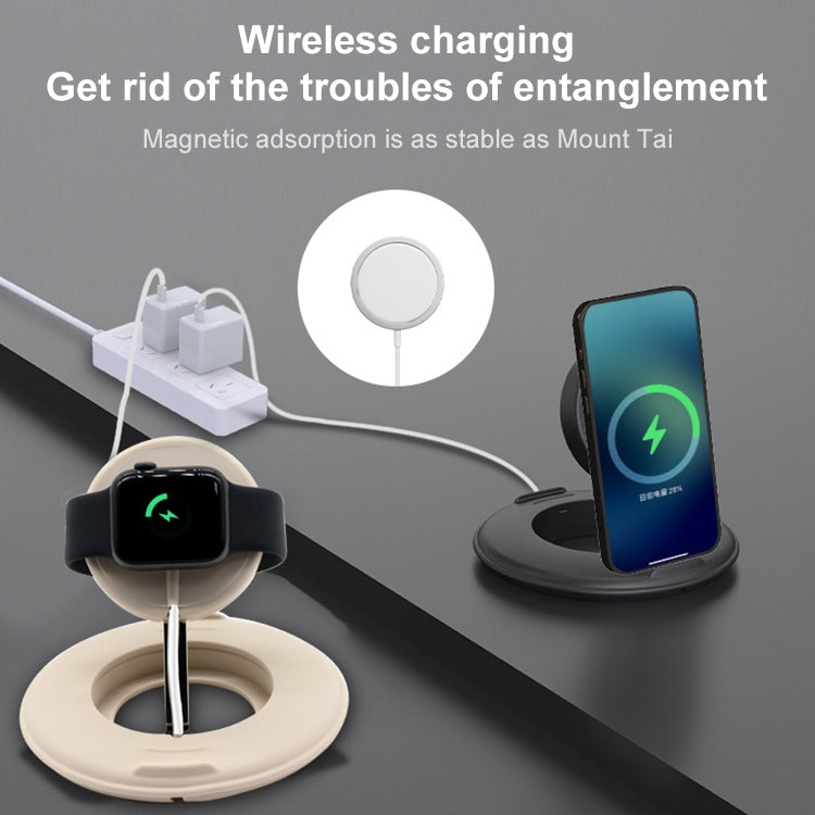 2 in 1 Silicone Desktop Wireless Charger Telescopic Stand For iPhone / Watch Wireless Charger (Gray Blue) - Desktop Holder by PMC TechLife | Online Shopping South Africa | PMC TechLife