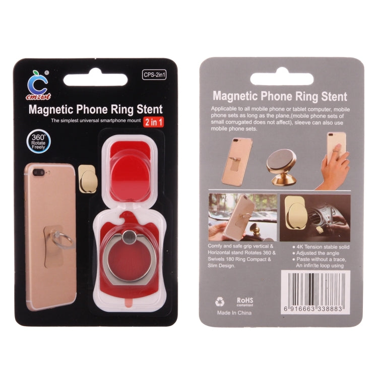 Cmzact CPS-2in1 2 in 1 Eagle Shape 360 Degrees Rotation Magnetic Phone Ring Stent Car Hook Mount(Red) - Ring Holder by PMC TechLife | Online Shopping South Africa | PMC TechLife