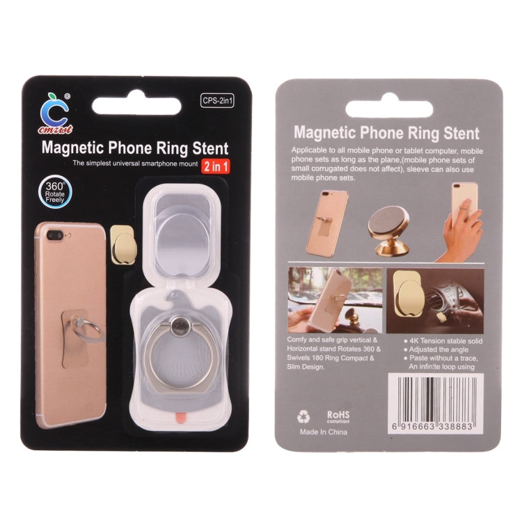 Cmzact CPS-2in1 2 in 1 Eagle Shape 360 Degrees Rotation Magnetic Phone Ring Stent Car Hook Mount(Silver) - Ring Holder by PMC TechLife | Online Shopping South Africa | PMC TechLife