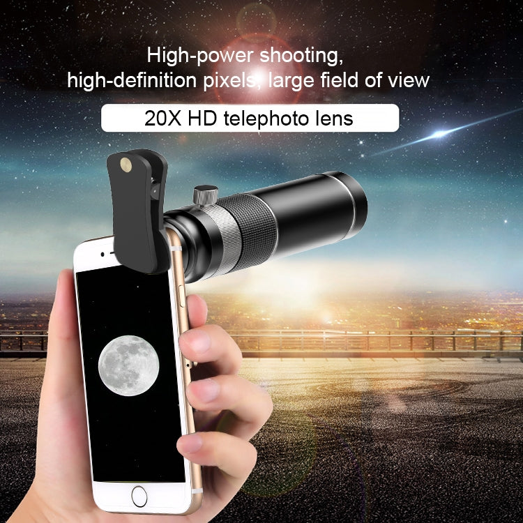 Universal 20X Mobile Phone HD Telephoto Telescope Lens with Tripod & Clip - Telescope & Microscope by PMC TechLife | Online Shopping South Africa | PMC TechLife