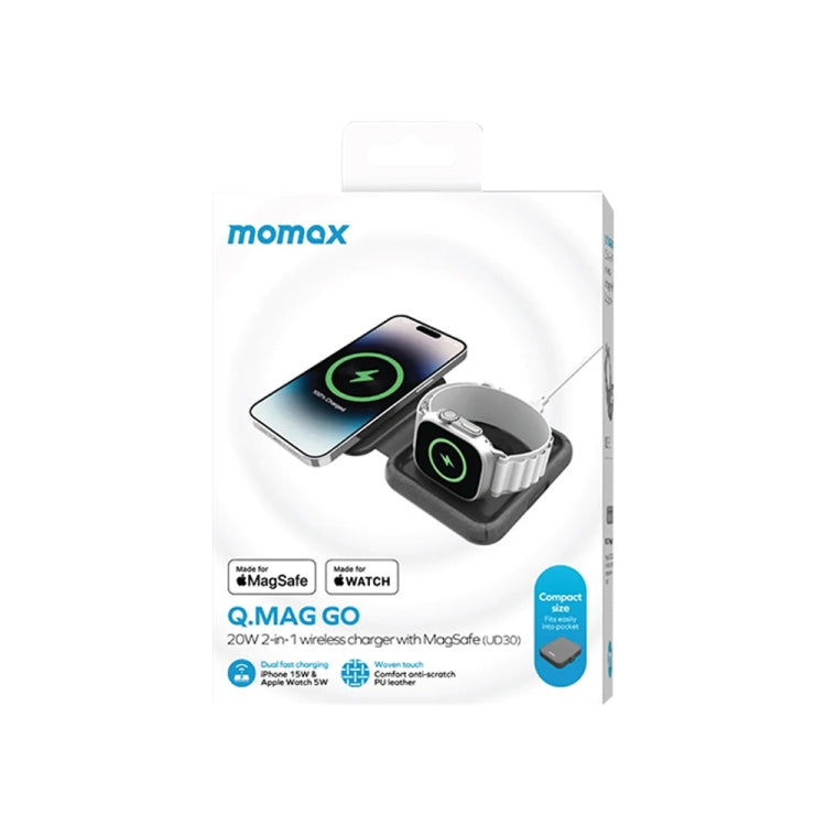 MOMAX UD30 Q.Mag Go 2 in 1 Foldable Magsafe Magnetic Wireless Charger - free shipping - PMC TechLife - Order now!