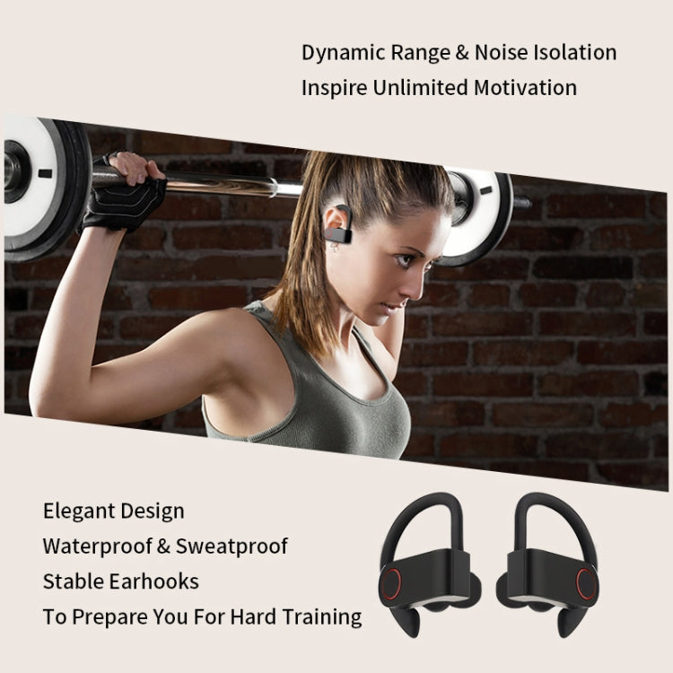 JHO-A9 TWS Wireless Hanging Ear Type Bluetooth Earphone with Charging + Storage Integrated Zipper Bag, Support Voice Control(Black) - TWS Earphone by PMC TechLife | Online Shopping South Africa | PMC TechLife