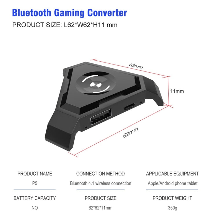HXSJ P5 Bluetooth 4.1 Keyboard Mouse Bluetooth Gaming Converter, Can Not Be Pressed Version(Black) - free shipping - PMC TechLife - Order now!