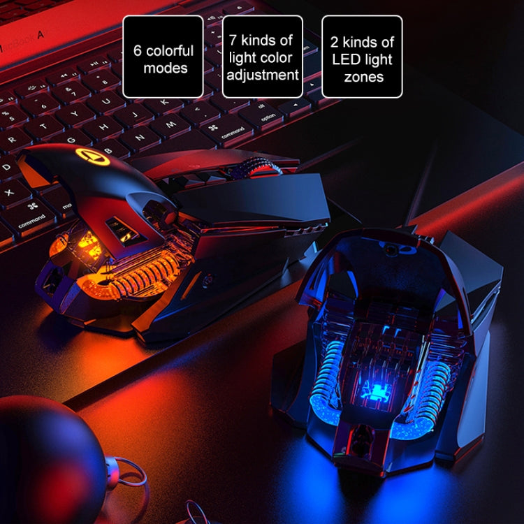 YINDIAO G10 7200DPI 7-modes Adjustable 7-keys RGB Light Wired Metal Mechanical Hard Core Macro Mouse, Style: Audio Version(Black) - free shipping - PMC TechLife - Order now!