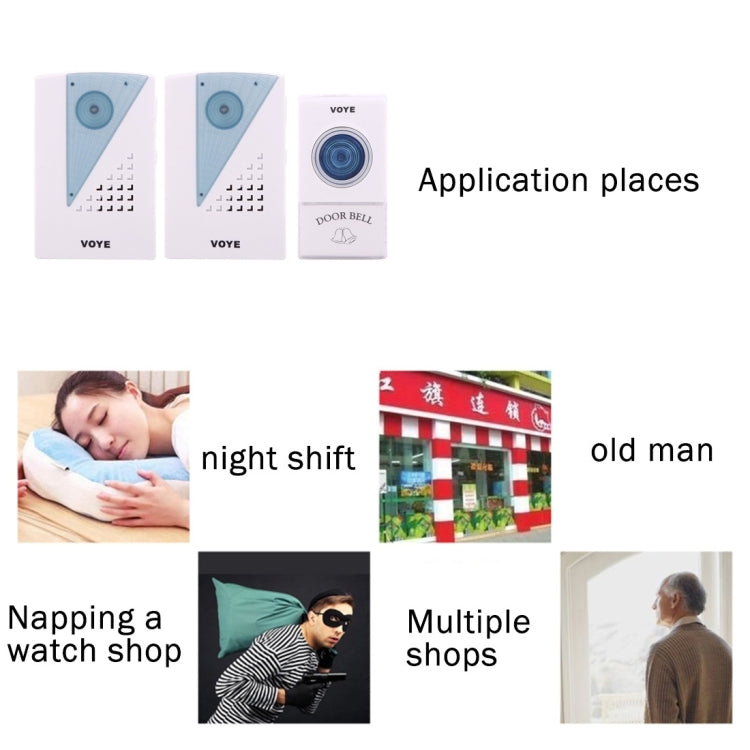 VOYE V001A2 Wireless Smart Music LED Home Doorbell with Dual Receiver, Remote Control Distance: 120m (Open Air) - free shipping - PMC TechLife - Order now!