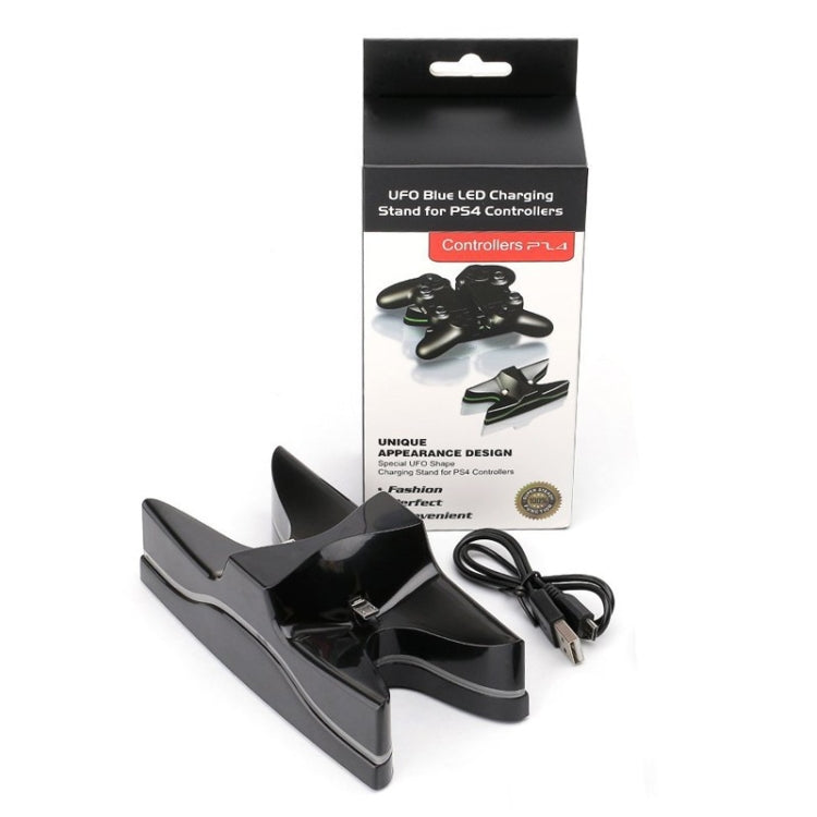 Special UFO Shape 2 x USB Charging Dock Station Stand / Controller Charging Stand for PS4 Playstation 4 with Multi Colors LED(Black) - free shipping - PMC TechLife - Order now!
