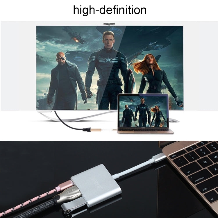 USB-C / Type-C 3.1 Male to USB-C / Type-C 3.1 Female & HDMI Female & USB 3.0 Female Adapter(Black) - Cable & Adapters by PMC TechLife | Online Shopping South Africa | PMC TechLife
