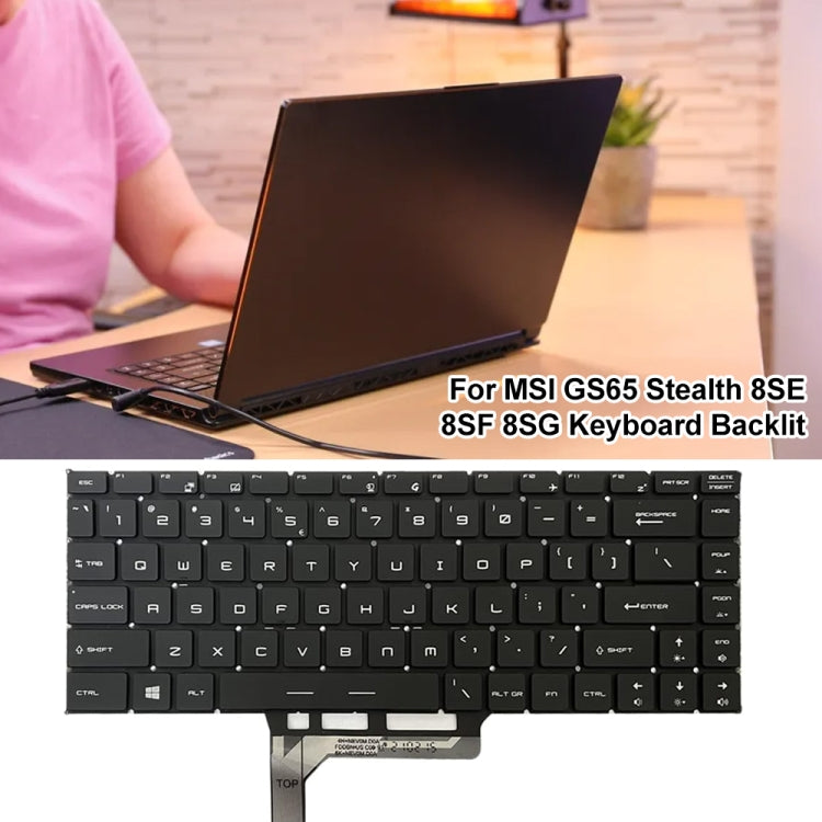 US Version Laptop Keyboard with Backlight for MSI GS65 / GS65VR / MS-16Q2 / Stealth 8SE /8SF / 8SG /Thin 8RE / Thin 8RF (Black) - Replacement Keyboards by PMC TechLife | Online Shopping South Africa | PMC TechLife | Buy Now Pay Later Mobicred
