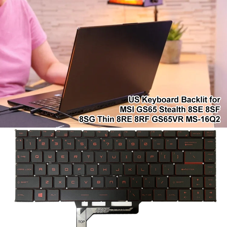 US Version Laptop Keyboard with Backlight for MSI GS65 / GS65VR / MS-16Q2 / Stealth 8SE /8SF / 8SG /Thin 8RE / Thin 8RF (Red) - Replacement Keyboards by PMC TechLife | Online Shopping South Africa | PMC TechLife