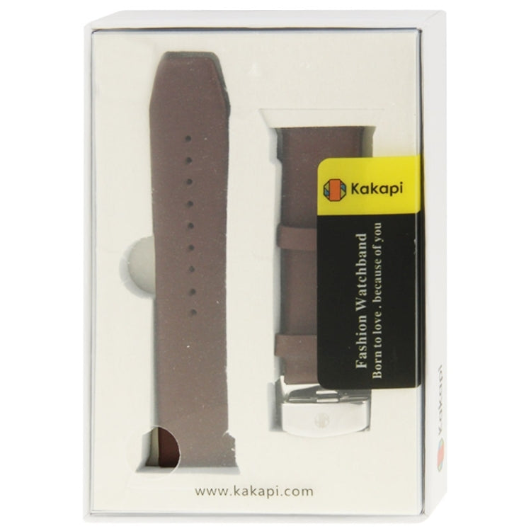 Kakapi for Apple Watch 42mm Subtle Texture Brushed Buckle Genuine Leather Watch Band with Connector(Coffee) - free shipping - PMC TechLife - Order now!
