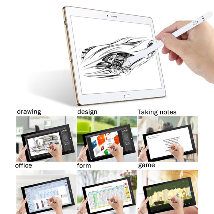 Long Universal Rechargeable Capacitive Touch Screen Stylus Pen with 2.3mm Superfine Metal Nib for iPhone, iPad, Samsung, and Other Capacitive Touch Screen Smartphones or Tablet PC(White) - free shipping - PMC TechLife - Order now!