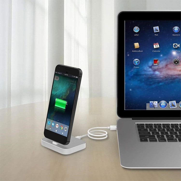 USB-C / Type-C Aluminum Alloy Desktop Station Dock Charger(Silver) - Dock Charger by PMC TechLife | Online Shopping South Africa | PMC TechLife
