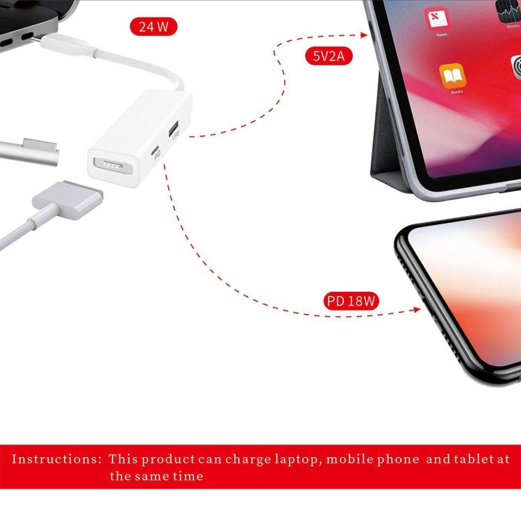 3 in 1 MagSafe 1 / 2 + PD Port + USB to USB-C / Type-C Converter Adapter (White) - Cable & Adapter by PMC TechLife | Online Shopping South Africa | PMC TechLife | Buy Now Pay Later Mobicred