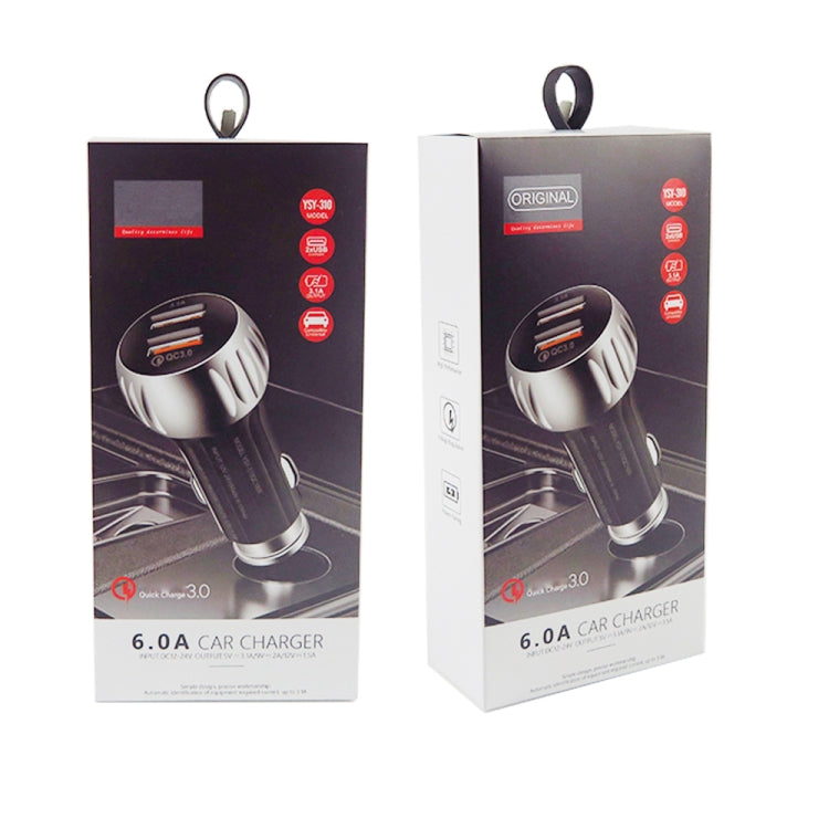 YSY-310QC18W QC3.0 Dual Port USB Car Charger + 3A USB to USB-C / Type-C Data Cable, Cable Length: 1m(White) - Car Charger by PMC TechLife | Online Shopping South Africa | PMC TechLife