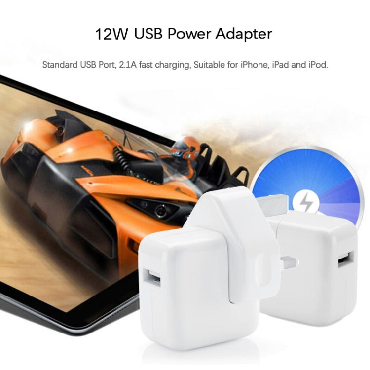 12W USB Charger + USB to 8 Pin Data Cable for iPad / iPhone / iPod Series, UK Plug - free shipping - PMC TechLife - Order now!