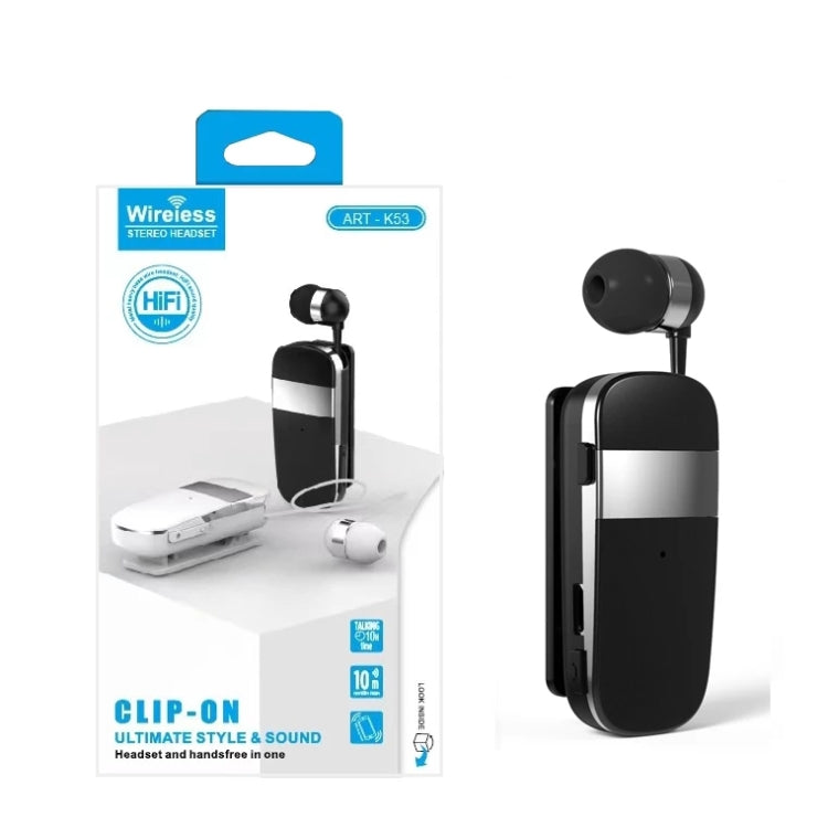 K53 Stereo Wireless Bluetooth Headset Calls Remind Vibration Wear-Clip Driver Auriculares Earphone For Phone(Gray) - Bluetooth Earphone by PMC TechLife | Online Shopping South Africa | PMC TechLife