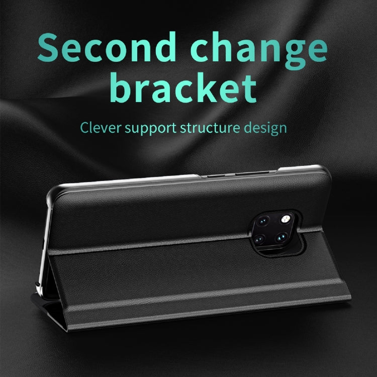 For Huawei P30 Side Electroplated Dormant Ultra-Thin Horizontal Flip Leather Case with Holder(Black) - Huawei Cases by PMC TechLife | Online Shopping South Africa | PMC TechLife | Buy Now Pay Later Mobicred
