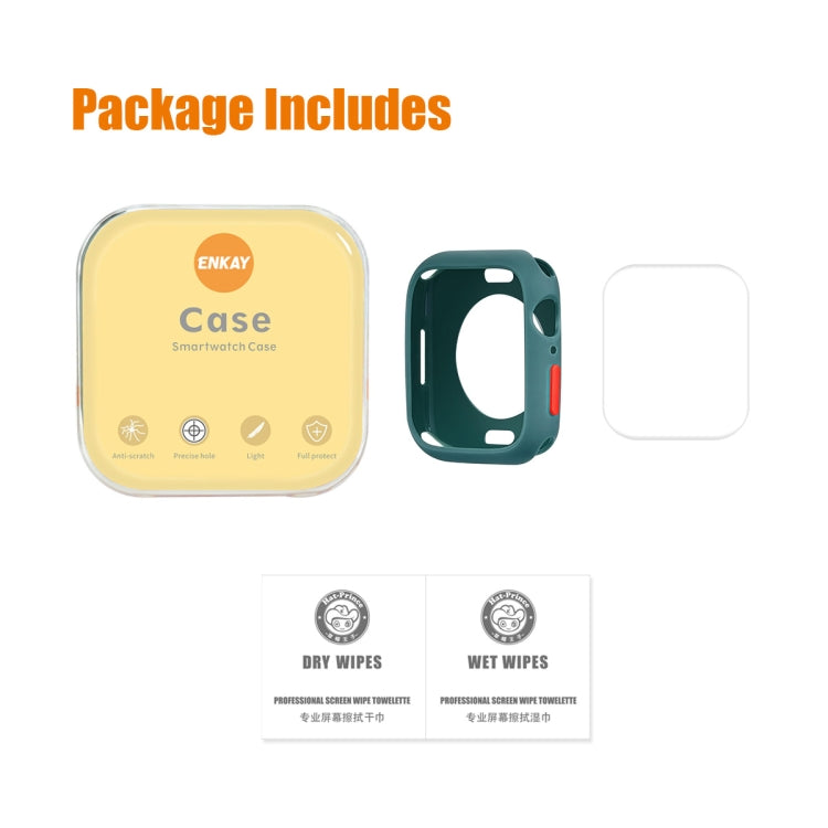 ENKAY TPU Case + Full Coverage PET Screen Protector For Apple Watch Series 8 / 7 41mm(Green) - free shipping - PMC TechLife - Order now!