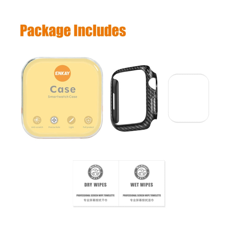 For Apple Watch Series 8 / 7 41mm ENKAY Carbon Fiber PC Case + Full Coverage PET Screen Protector - Watch Cases by ENKAY | Online Shopping South Africa | PMC TechLife | Buy Now Pay Later Mobicred