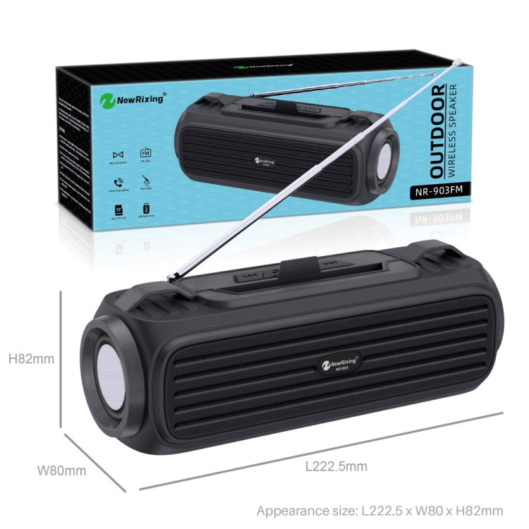 NewRixing NR903F TWS Portable Outdoor Bluetooth Speaker Support TF Card / FM(Black) - Desktop Speaker by NewRixing | Online Shopping South Africa | PMC TechLife | Buy Now Pay Later Mobicred