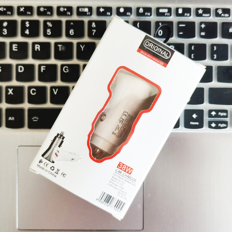 TE-P23 38W PD 20W USB-C / Type-C + QC3. 0 USB Triangle Car Charger + USB to 8 Pin Data Cable, Length: 1m(White) - Car Charger by PMC TechLife | Online Shopping South Africa | PMC TechLife