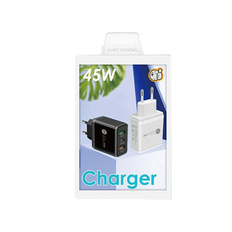 45W PD3.0 + 2 x QC3.0 USB Multi Port Quick Charger, EU Plug(White) - USB Charger by PMC TechLife | Online Shopping South Africa | PMC TechLife | Buy Now Pay Later Mobicred