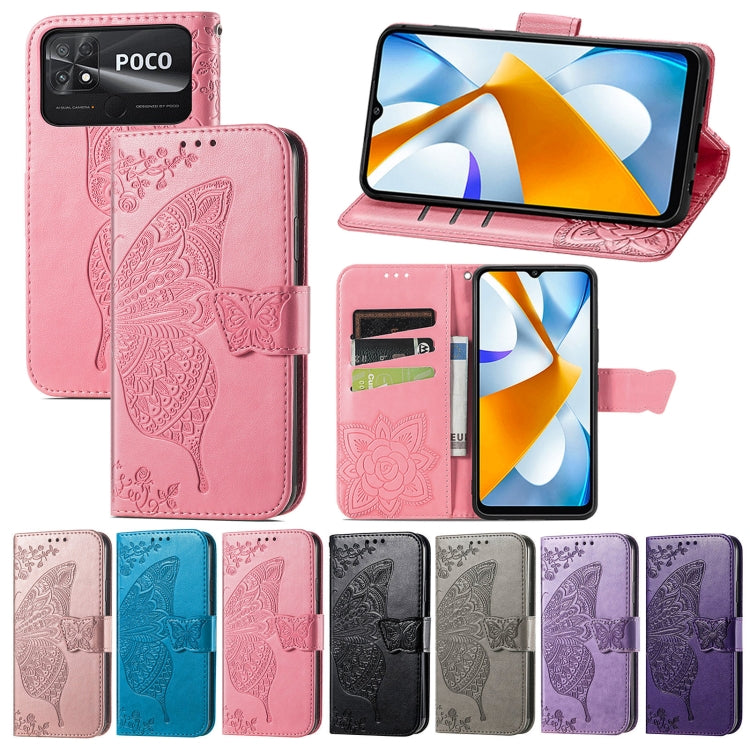 For Xiaomi Poco C40 Butterfly Love Flower Embossed Flip Leather Phone Case(Dark Purple) - free shipping - PMC TechLife - Order now!
