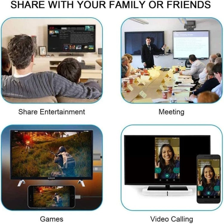 2m 1080P 8 Pin to HDMI Adapter Cable, Compatible with iPhone to HDMI Adapter(White) - Video & Audio Cable by PMC TechLife | Online Shopping South Africa | PMC TechLife