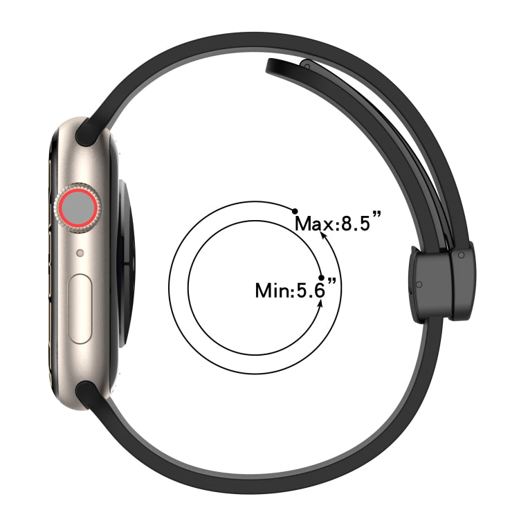Magnetic Black Buckle Smooth Silicone Watch Band For Apple Watch Series 8&7 45mm / SE 2&6&SE&5&4 44mm / 3&2&1 42mm(White) - free shipping - PMC TechLife - Order now!
