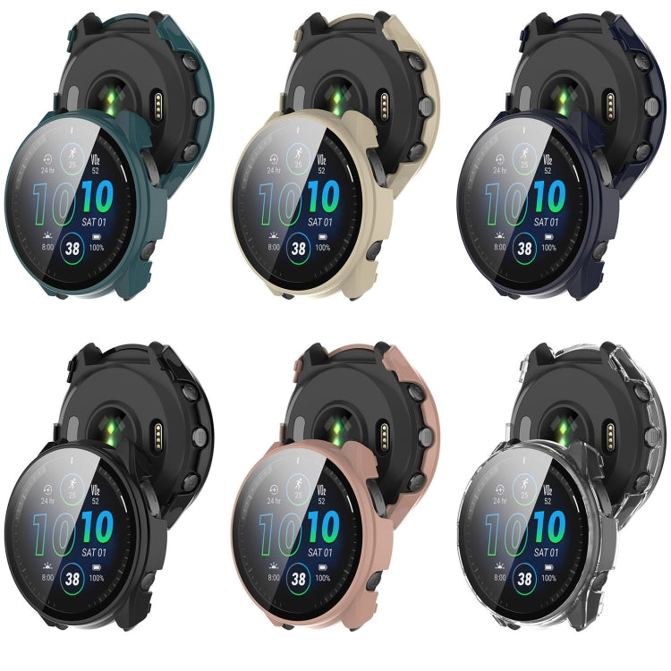 For Garmin Forerunner 965 PC + Toughened Film Integrated Watch Protective Case(Blue) - Smart Wear by PMC TechLife | Online Shopping South Africa | PMC TechLife