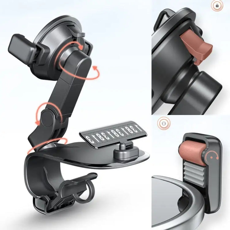 088 With Parking Phone Sign 360 Degrees Rotation Car Dashboard Mount Cell Phone Holder(Black) - Car Holders by PMC TechLife | Online Shopping South Africa | PMC TechLife