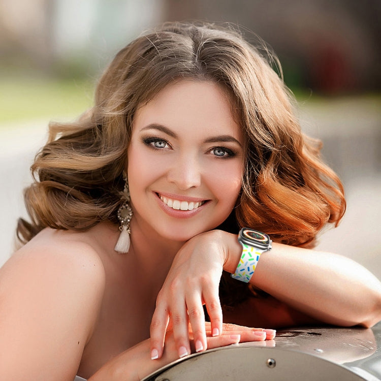 For Apple Watch 6 44mm Rainbow Dots Silicone Magnetic Buckle Watch Band(Blue) - Watch Bands by PMC TechLife | Online Shopping South Africa | PMC TechLife