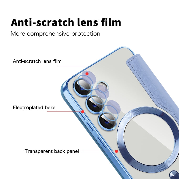 For Samsung Galaxy S24 5G Shield MagSafe RFID Anti-theft Rhombus Leather Phone Case(Blue) - free shipping - PMC TechLife - Order now!