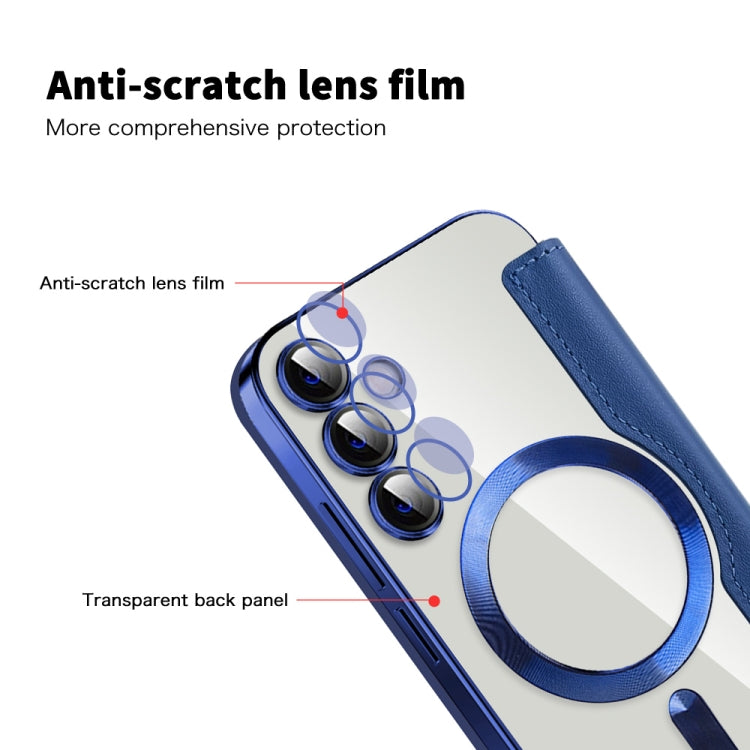 For Samsung Galaxy S23 FE 5G Shield MagSafe RFID Anti-theft Rhombus Leather Phone Case(Dark Blue) - free shipping - PMC TechLife - Order now!