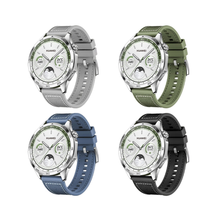 For Huawei Watch GT4 46mm Nylon Silicone Leather Watch Band(Blue) - Watch Bands by PMC TechLife | Online Shopping South Africa | PMC TechLife | Buy Now Pay Later Mobicred