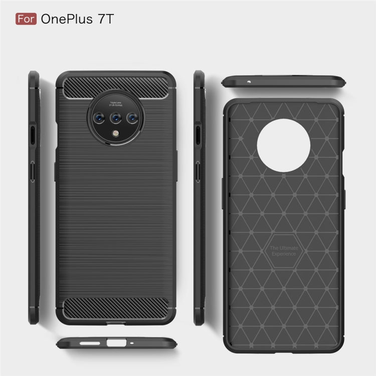 For Oneplus 7T Brushed Texture Carbon Fiber TPU Case(Black) - OnePlus Cases by PMC TechLife | Online Shopping South Africa | PMC TechLife | Buy Now Pay Later Mobicred