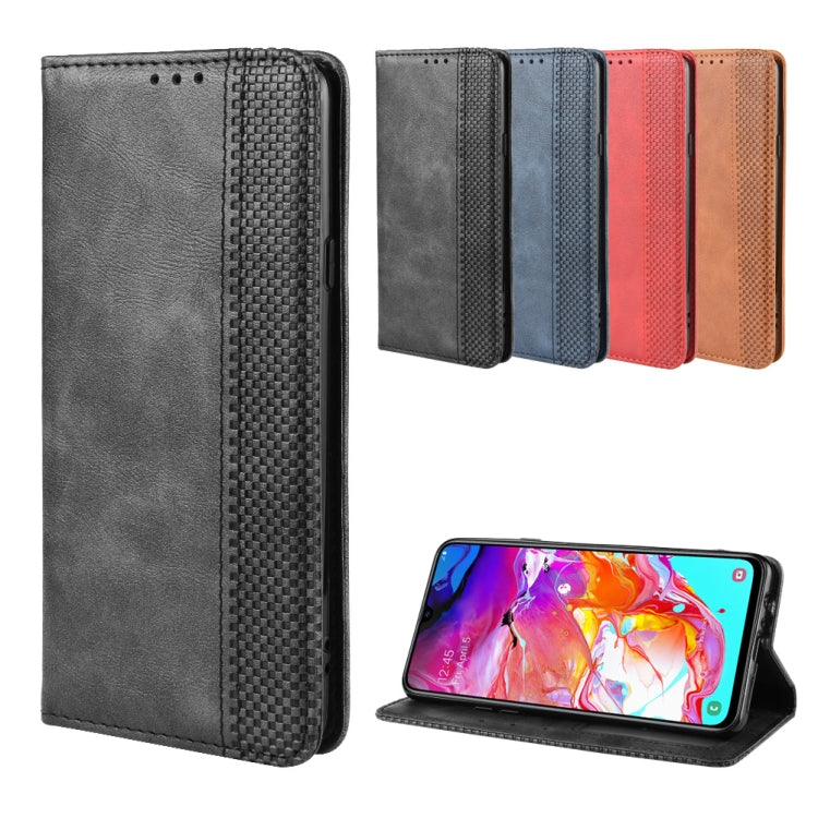 For Galaxy A20s Magnetic Buckle Retro Crazy Horse Texture Horizontal Flip Leather Case , with Holder & Card Slots & Photo Frame(Black) - Galaxy Phone Cases by PMC TechLife | Online Shopping South Africa | PMC TechLife