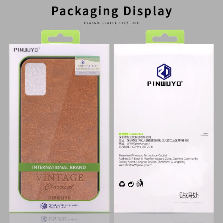For Galaxy S20 Plus PINWUYO Pin Rui Series Classical Leather, PC + TPU + PU Leather Waterproof And Anti-fall All-inclusive Protective Shell(Brown) - Galaxy Phone Cases by PINWUYO | Online Shopping South Africa | PMC TechLife | Buy Now Pay Later Mobicred