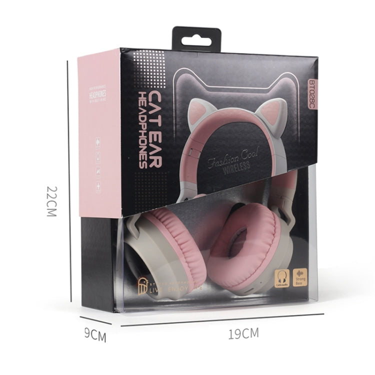 BT028C Cute Cat Ear Bluetooth 5.0 Headphones Foldable On-Ear Stereo Wireless Headset Headphone with Mic / LED Light / FM Radio / TF Card(Purple) - Headset & Headphone by PMC TechLife | Online Shopping South Africa | PMC TechLife