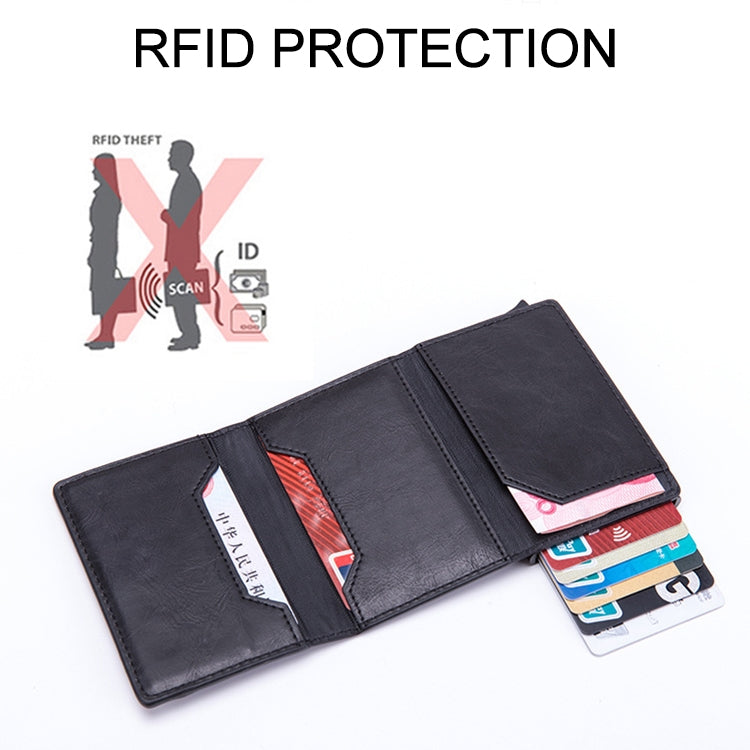 Magnetic RFID Bag Multifunctional Aluminum Automatic Pop-up Credit Card Package(Blue) - free shipping - PMC TechLife - Order now!