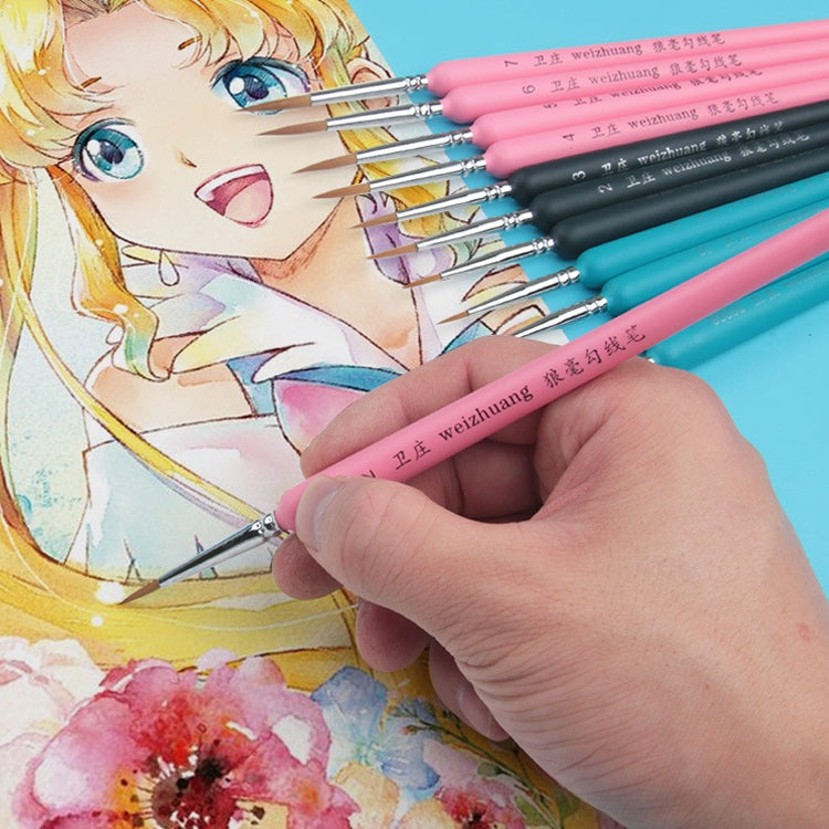 11 PCS Full Sets WeiZhuang Hook Line Pen Painting Hand-painted Watercolor Wolf Mint Hook Line Pen Painting Stroke Thin Line Brush, Color:Dark Blue - free shipping - PMC TechLife - Order now!